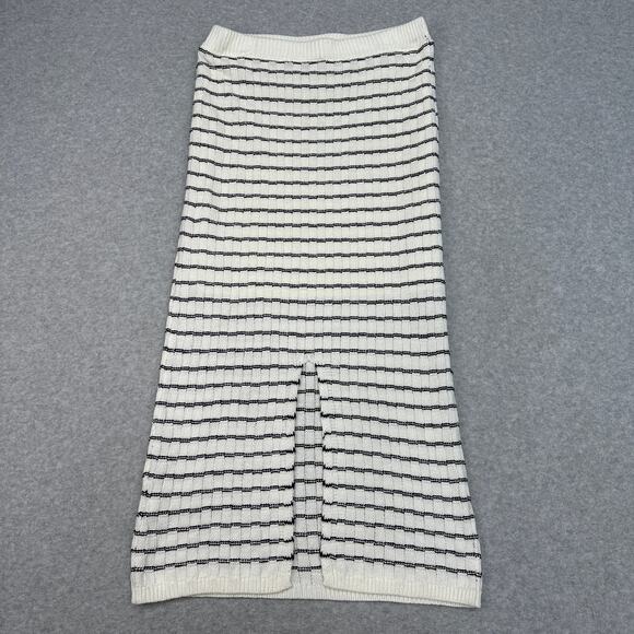 Freshman 1996 Maxi Skirt Striped Crochet WMNS M Ivory Black Cottagecore Boho - Picture 5 of 8
